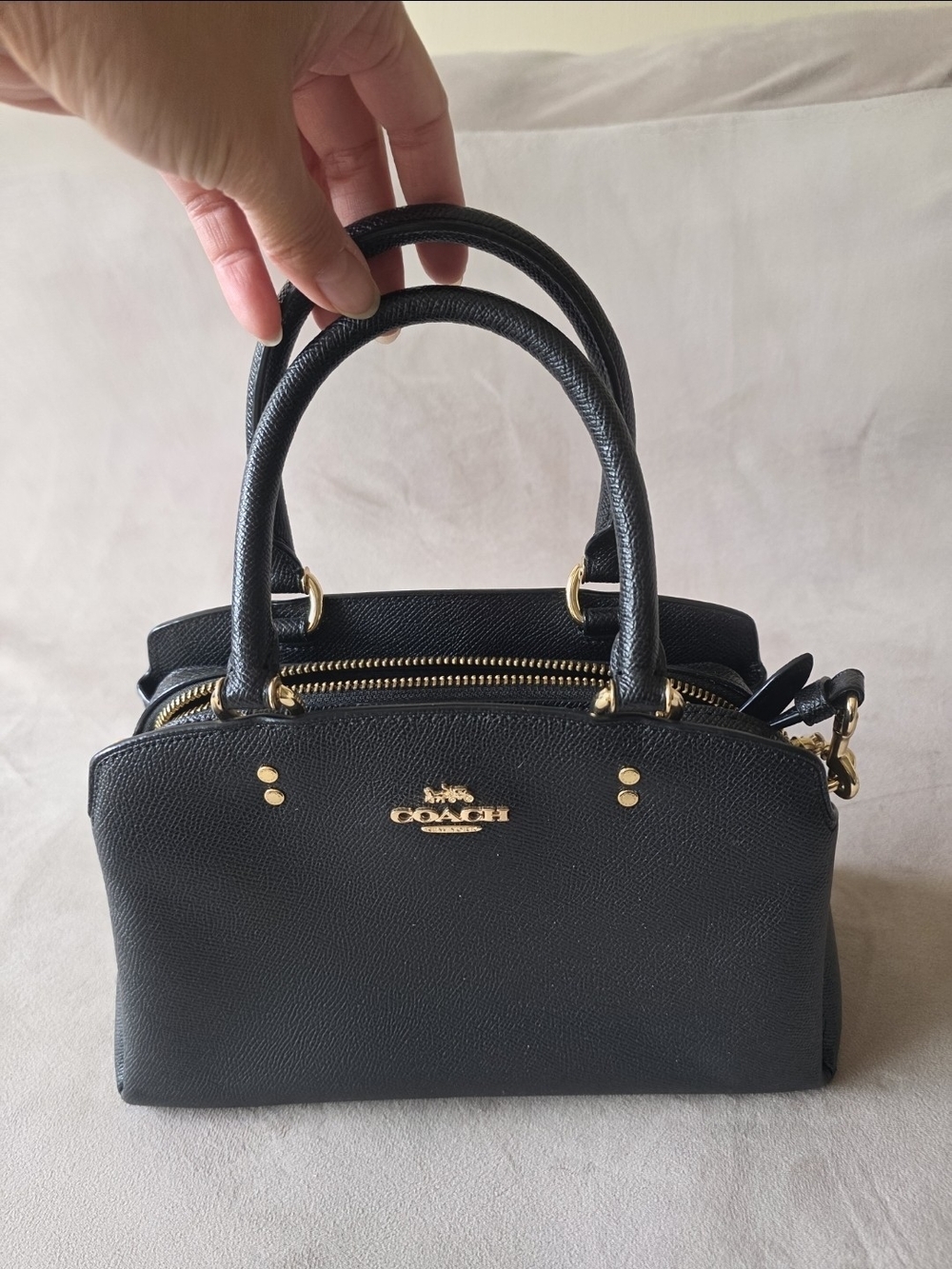 Coach Black Leather Mini Satchel with Gold Hardware